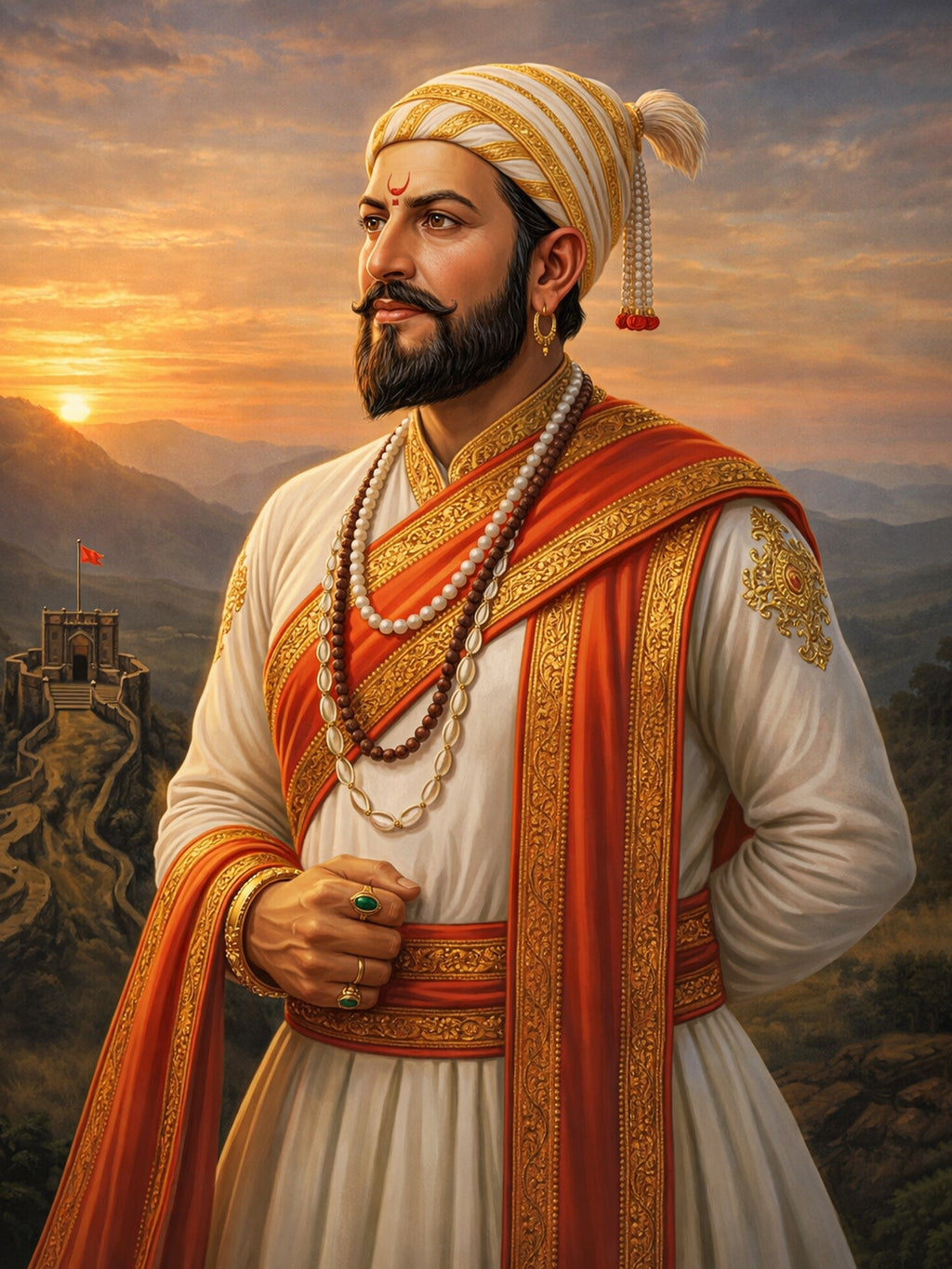 Chhatrapati Shivaji Maharaj Premium Metal Wall Art | Warrior King Metal Poster