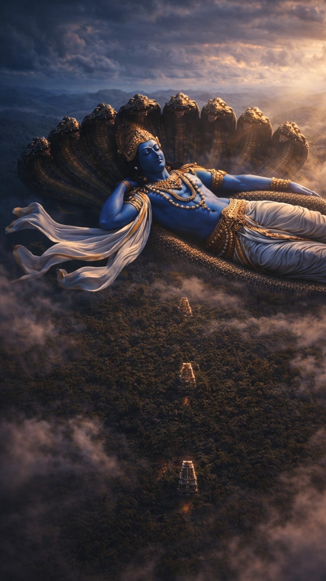 Lord Vishnu Metal Poster | Premium Matte Metal Wall Art | Hindu God Wall Decor | Made in India