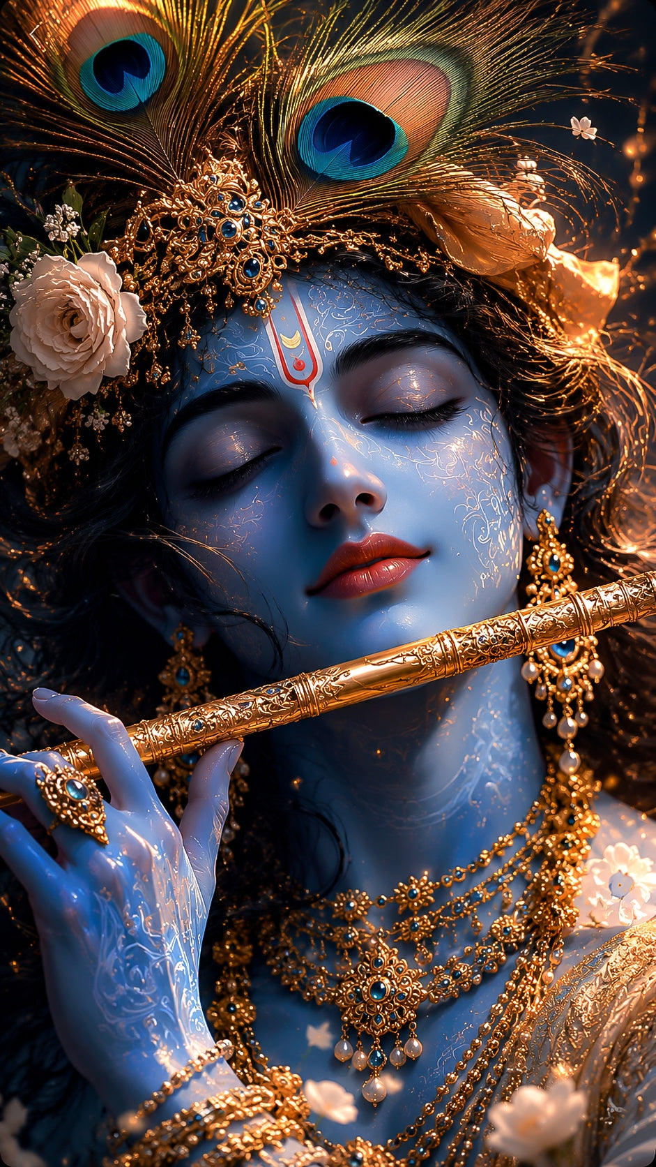Lord Krishna Portrait Metal Poster | Divine Krishna Premium Metal Wall Art | Spiritual Home Decor | Made in India