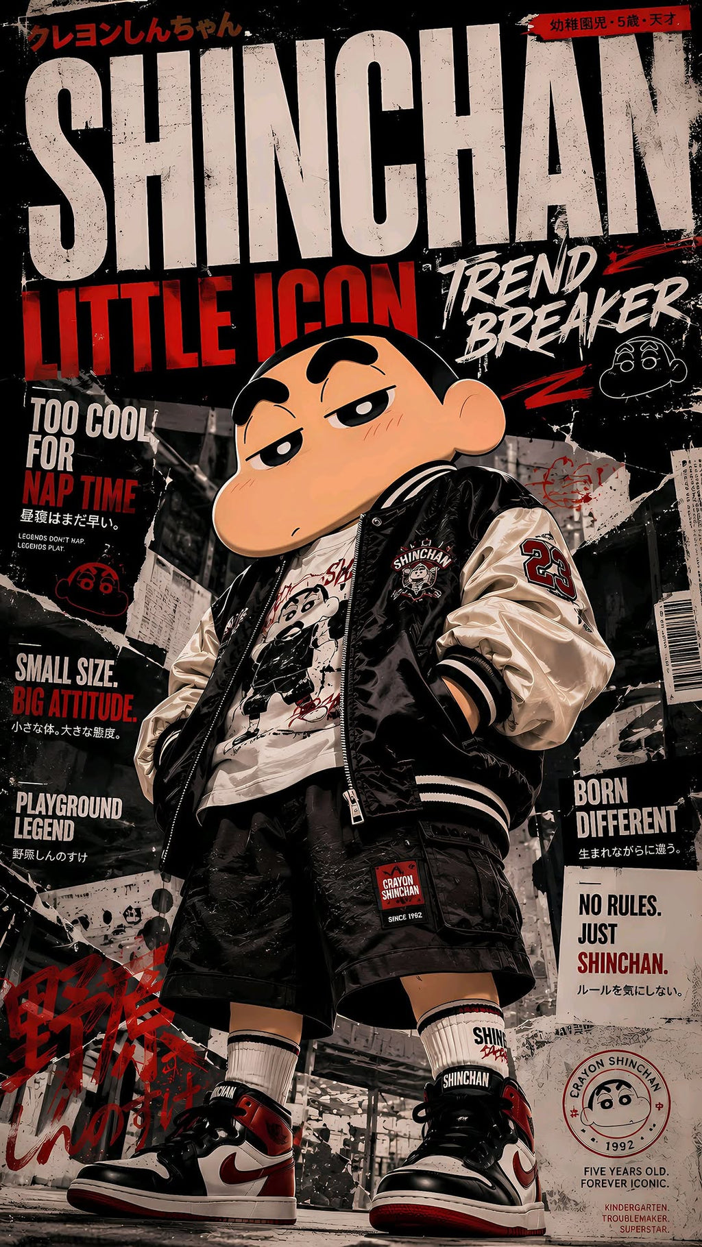 Shin Chan Premium Metal Poster | Crayon Shin-chan Inspired Wall Art