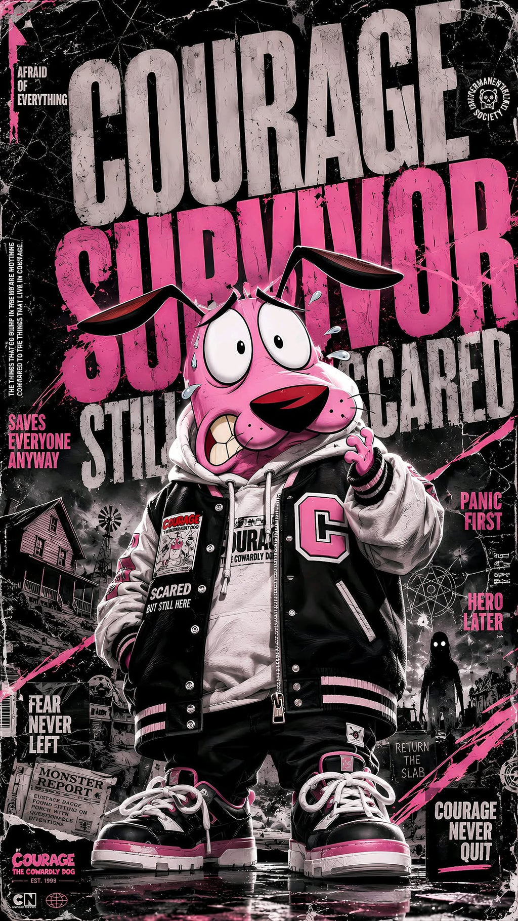 Courage the Cowardly Dog Premium Metal Poster | Cartoon Wall Art