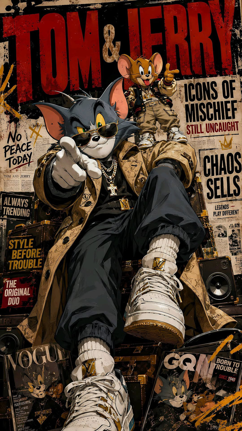 Tom and Jerry Premium Metal Poster | Classic Cartoon Wall Art
