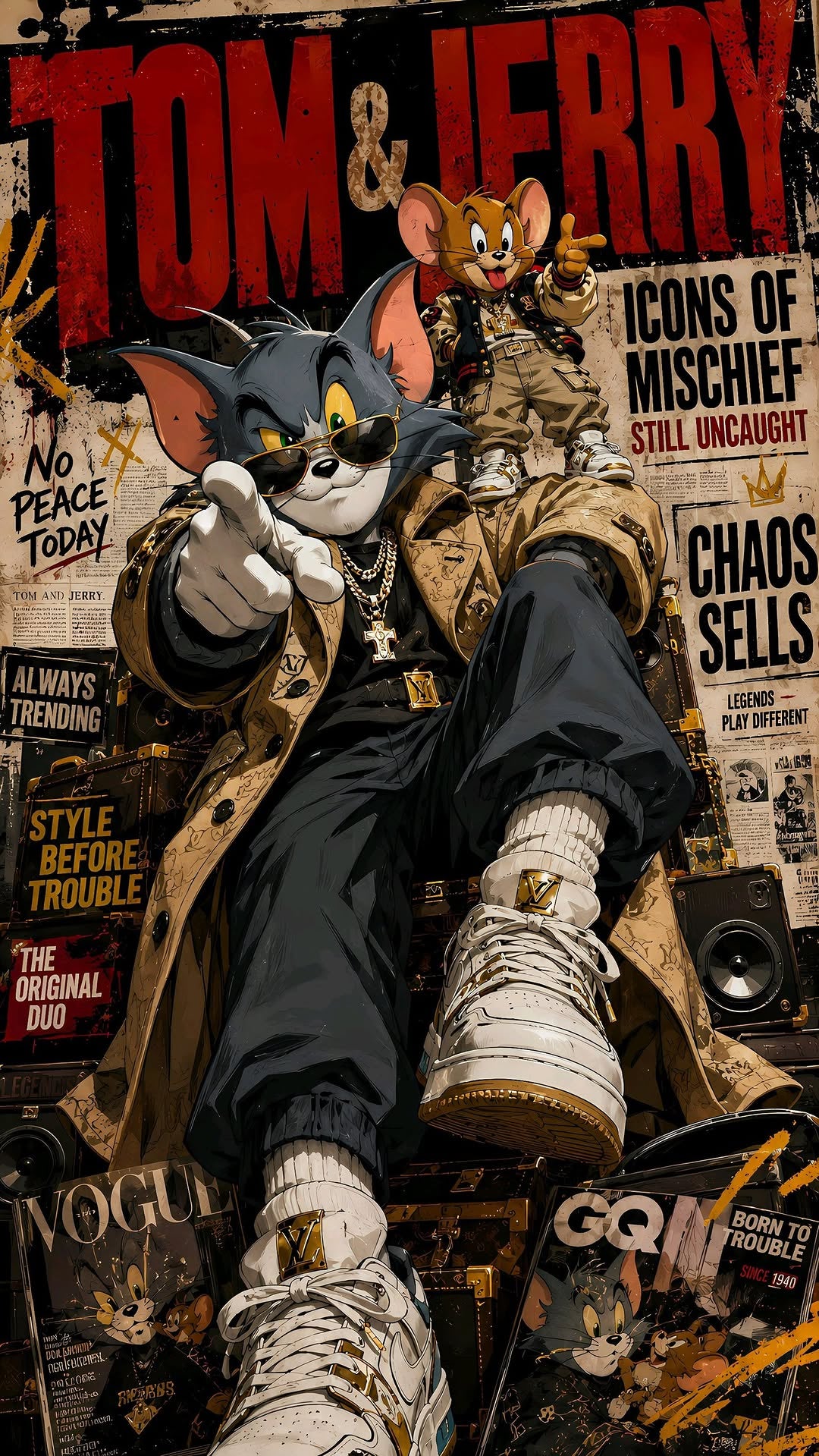 Tom and Jerry Premium Metal Poster | Classic Cartoon Wall Art