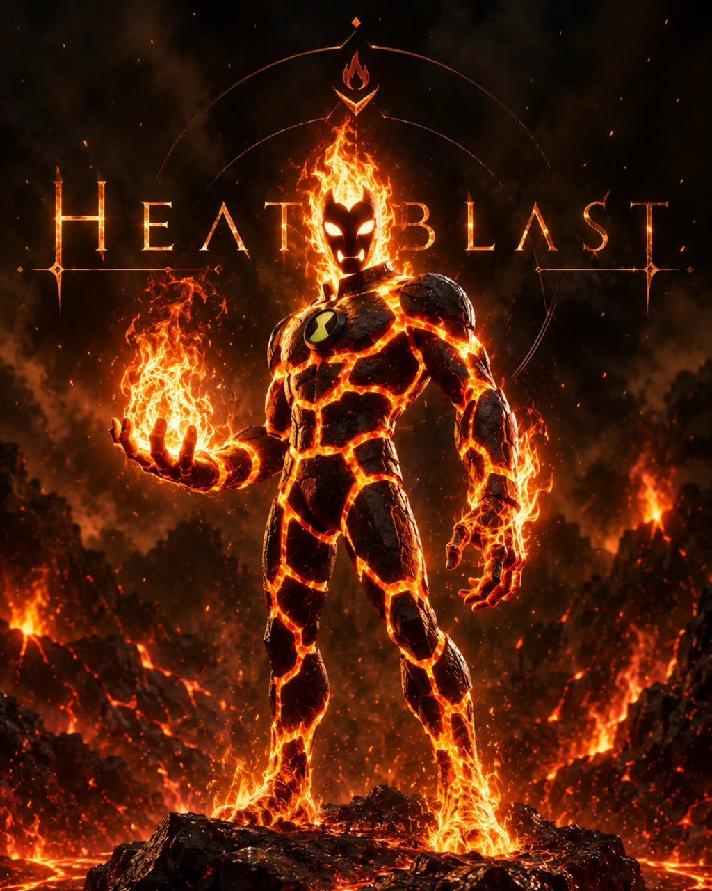 Heatblast Premium Metal Poster | Ben 10 Wall Art