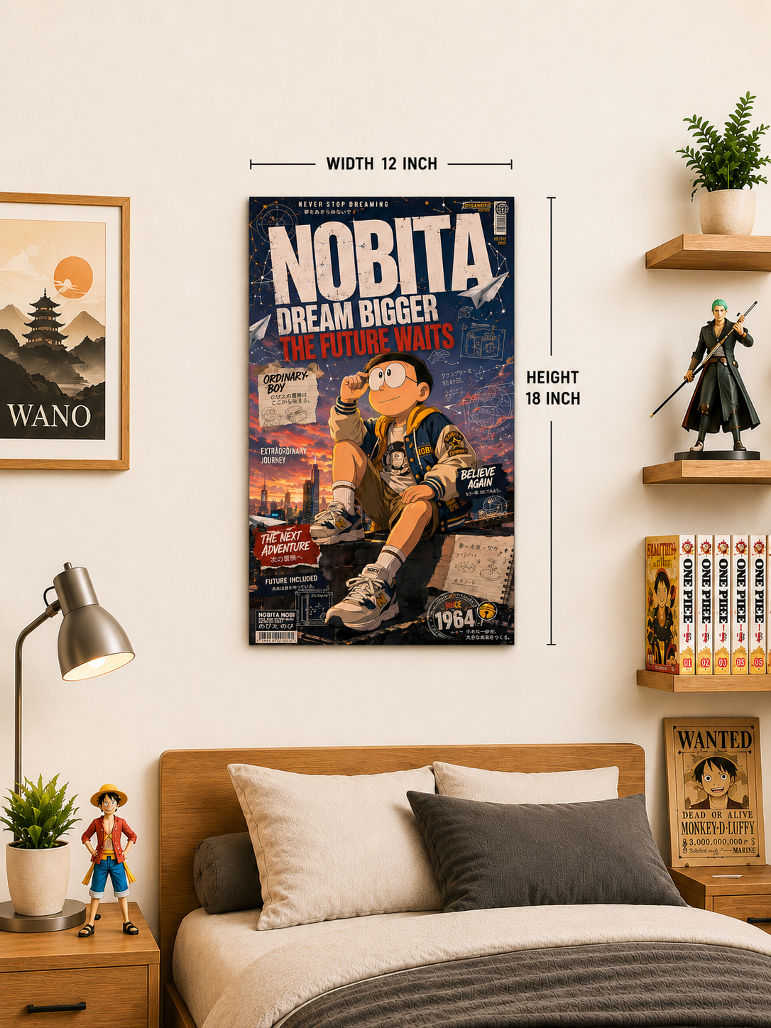 Nobita Dream Bigger Premium Metal Poster | Doraemon Inspired Wall Art