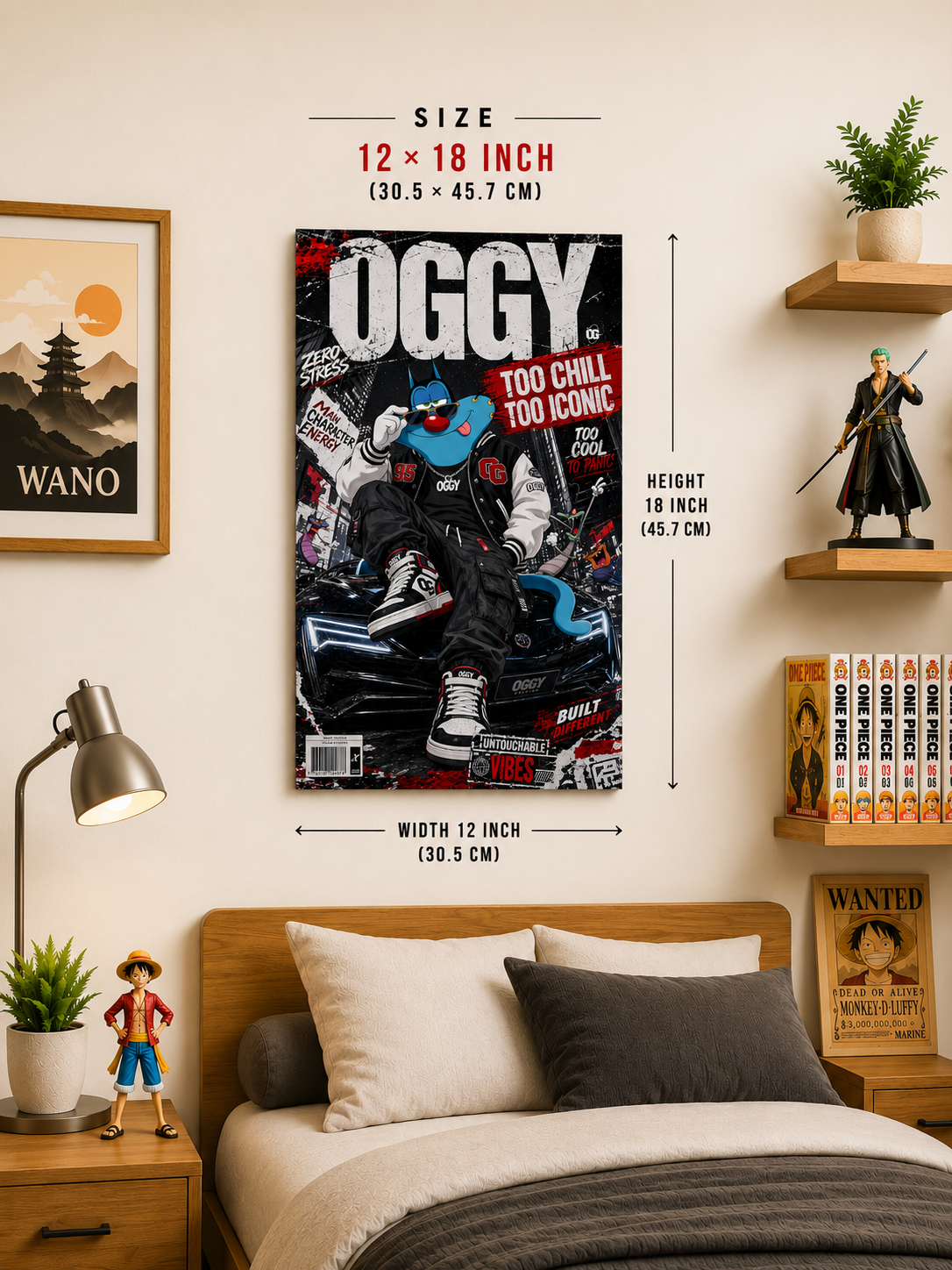 Oggy Premium Metal Poster | Oggy and the Cockroaches Inspired Wall Art
