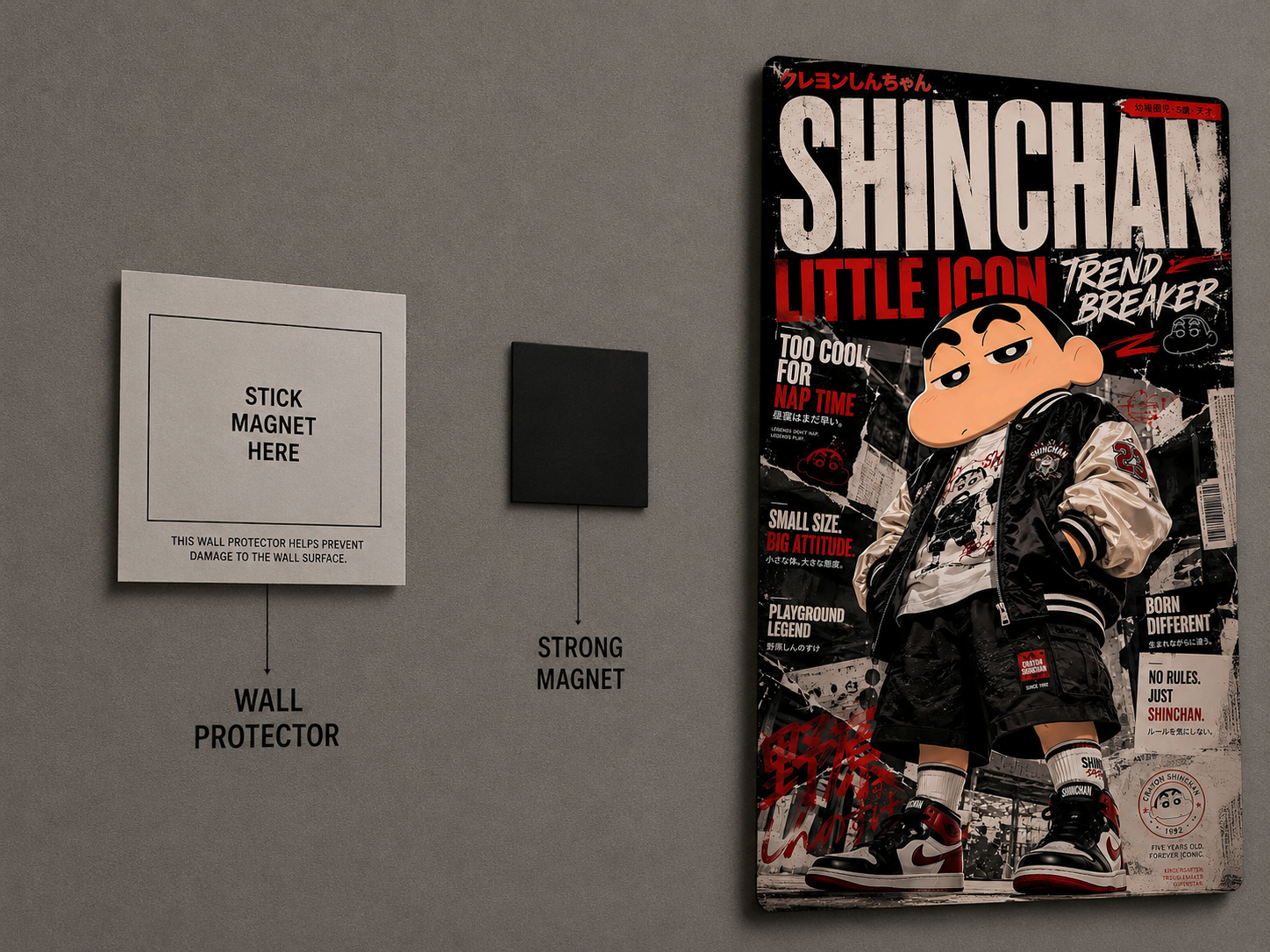 Shin Chan Premium Metal Poster | Crayon Shin-chan Inspired Wall Art