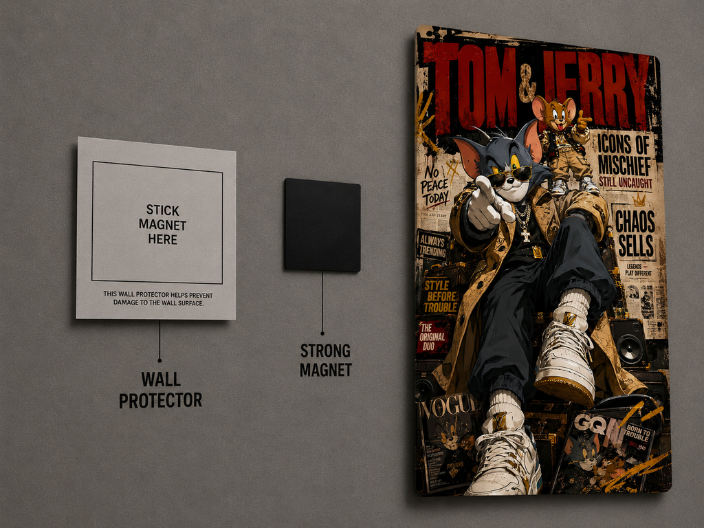 Tom and Jerry Premium Metal Poster | Classic Cartoon Wall Art
