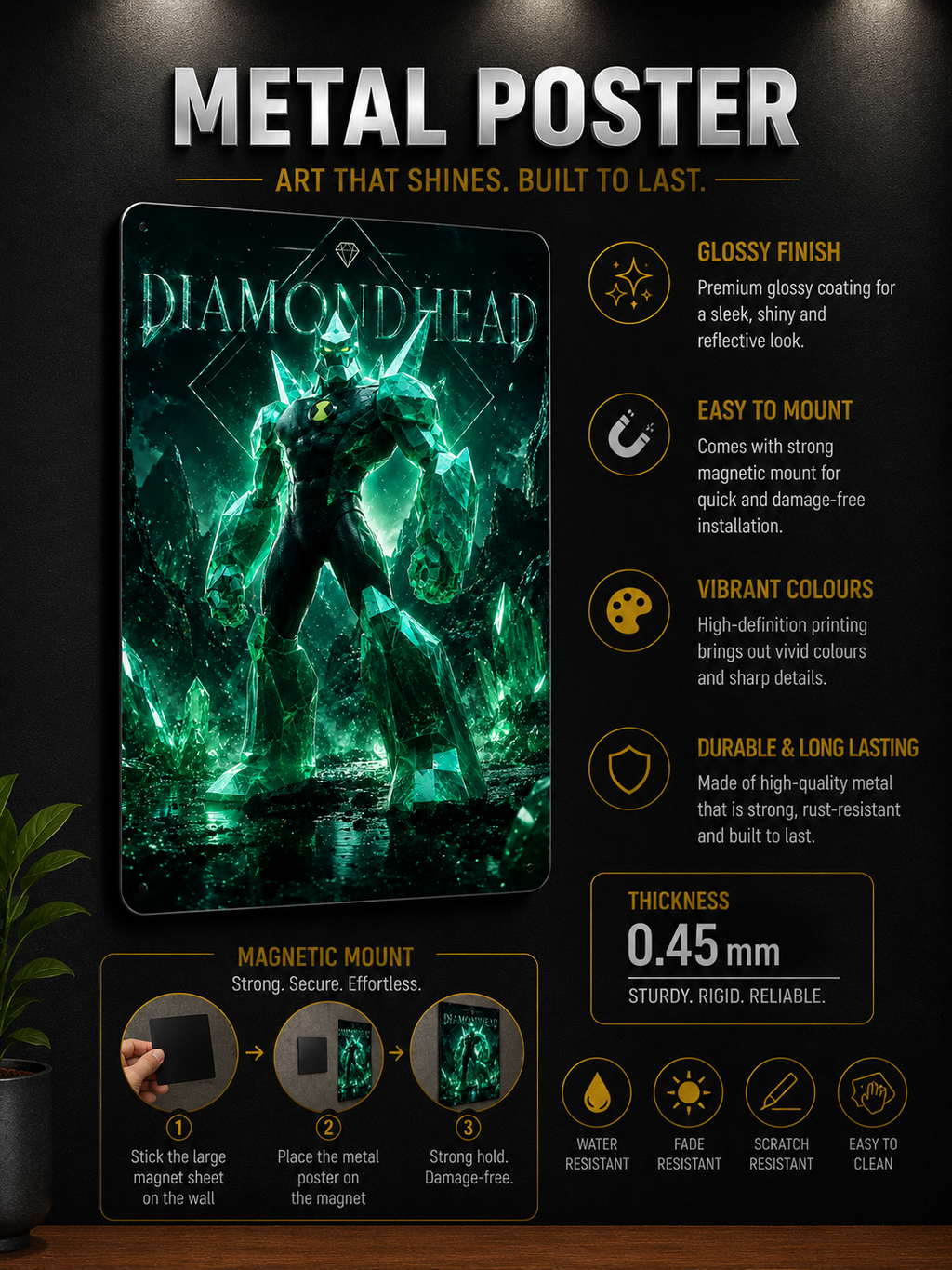 Title  Diamondhead Premium Metal Poster | Ben 10 Wall Art