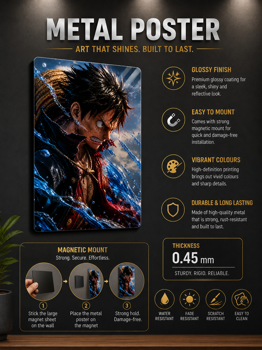 One Piece Metal Poster – Premium Glossy Anime Wall Art