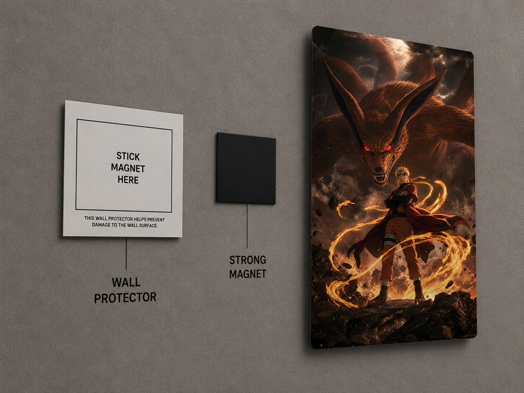 Naruto & Nine-Tailed Fox Premium Metal Wall Poster