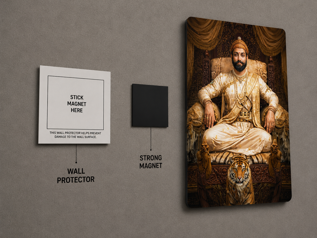 Chhatrapati Shivaji Maharaj Metal Poster | Premium Matte Steel Wall Art | Made in India