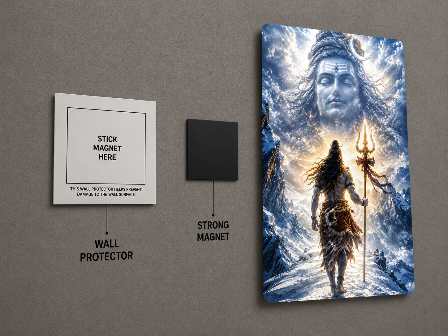 Lord Shiva Metal Poster | Mahadev Divine Wall Art | Premium Matte Metal Print | Made in India