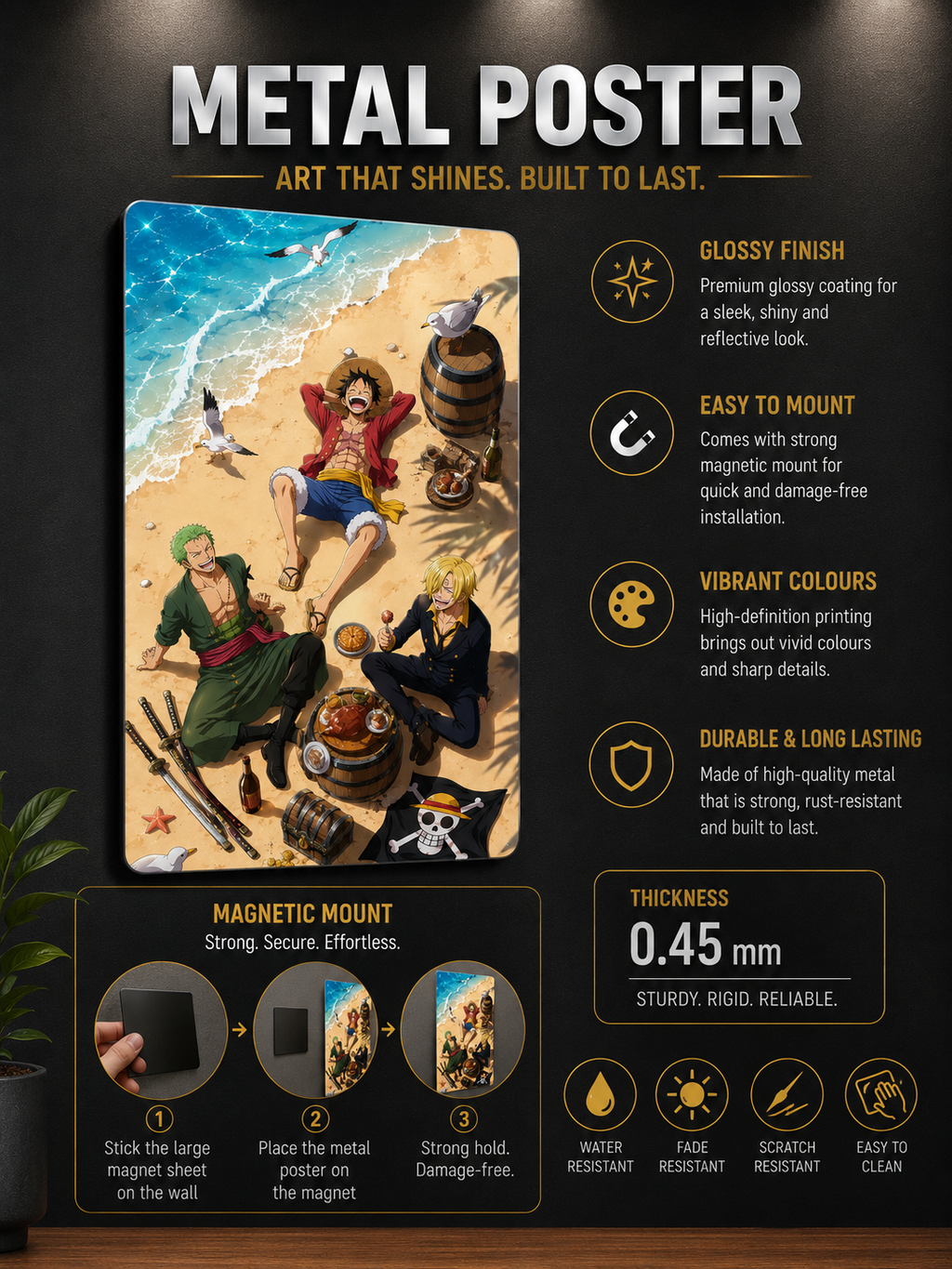 Luffy & Straw Hat Crew Premium Metal Poster
