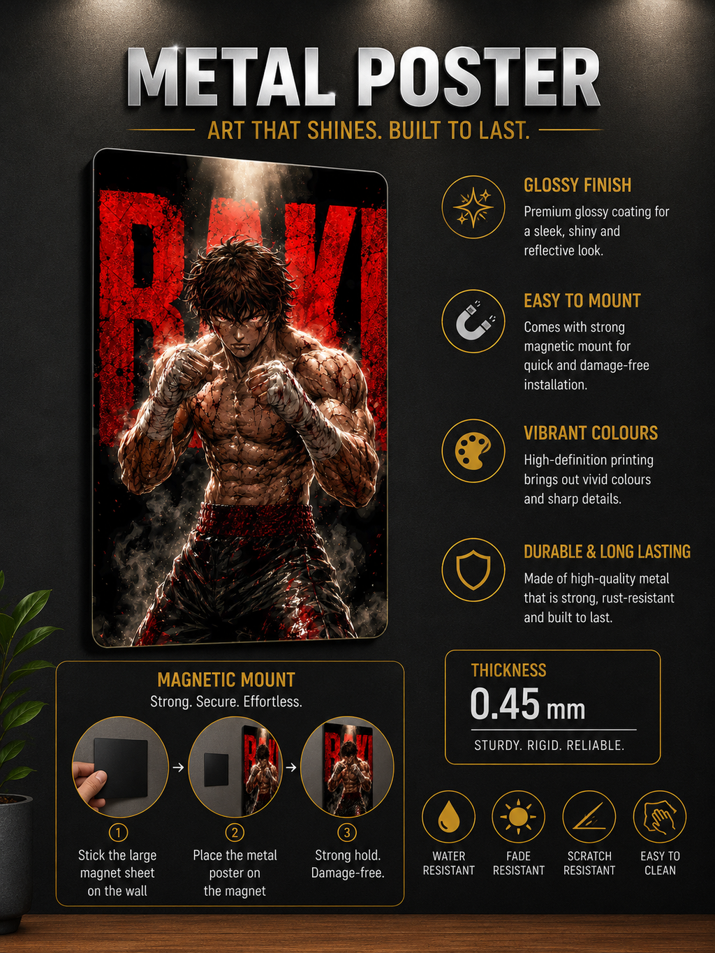 Baki Hanma Premium Metal Wall Poster