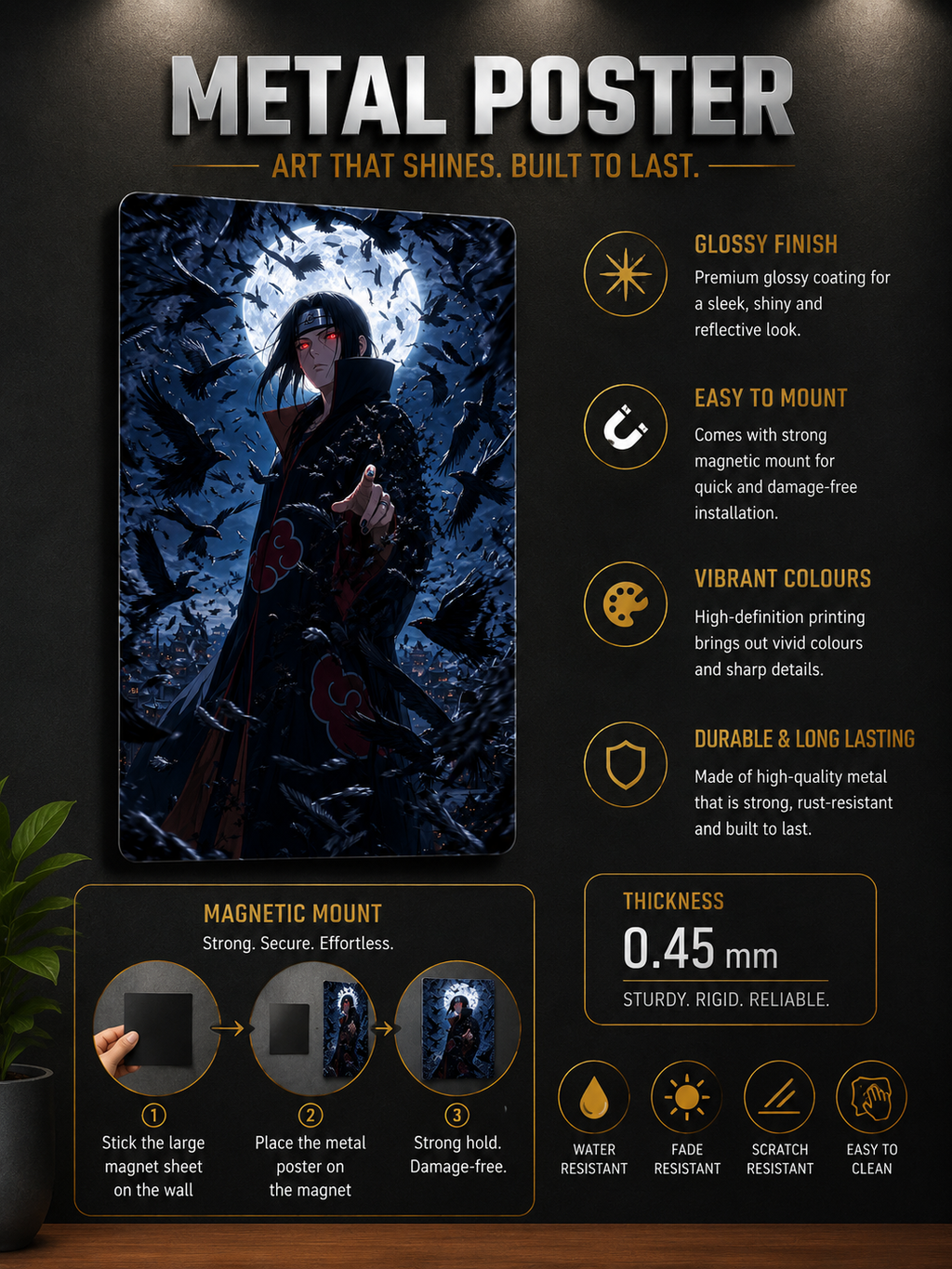 Itachi Uchiha Premium Metal Wall Poster
