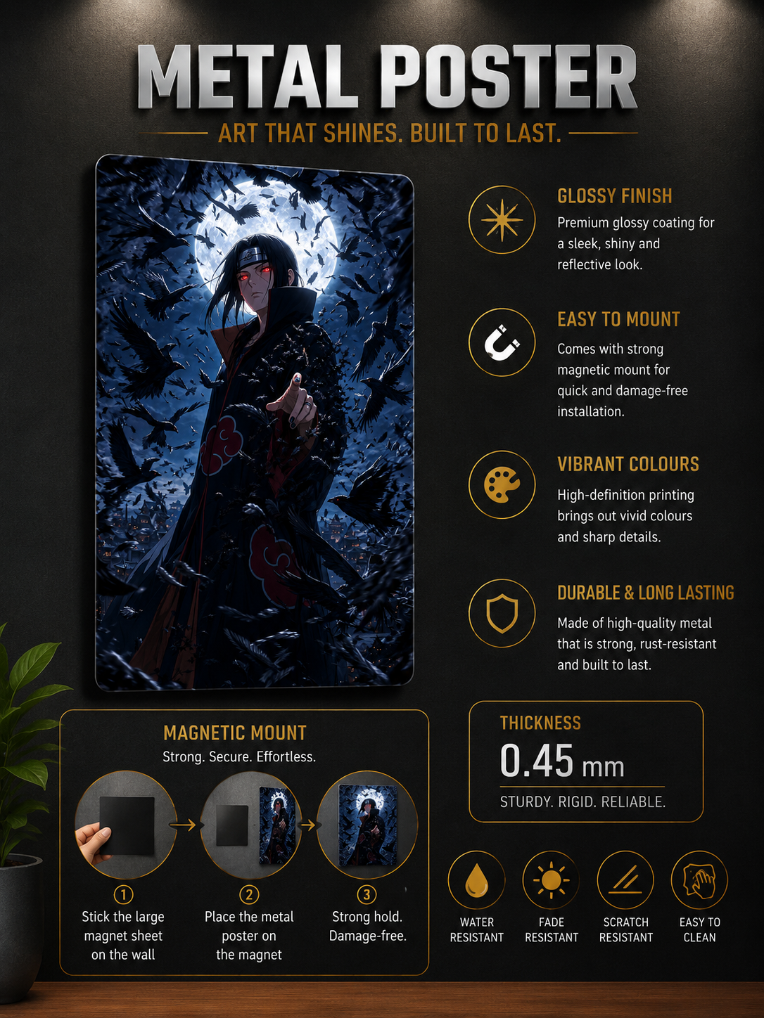 Itachi Uchiha Premium Metal Wall Poster