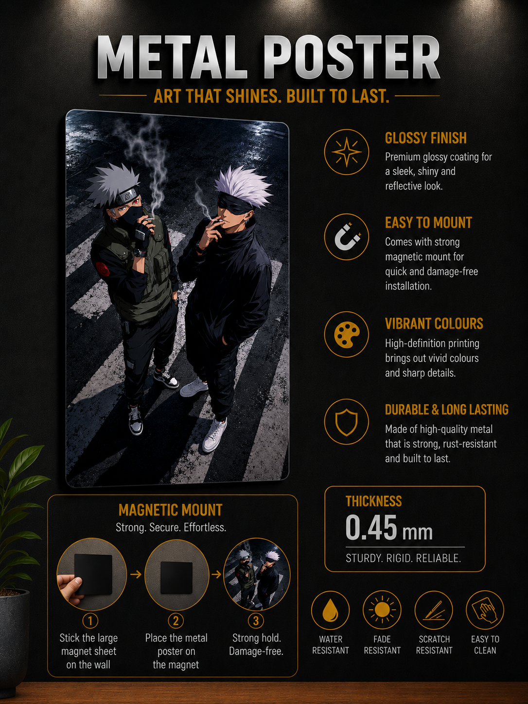 Kakashi & Gojo Satoru Premium Metal Poster