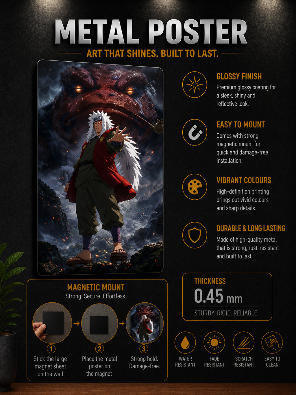 Jiraiya Sensei Premium Metal Wall Poster