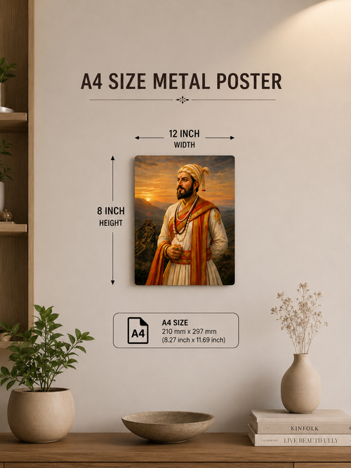 Chhatrapati Shivaji Maharaj Premium Metal Wall Art | Warrior King Metal Poster