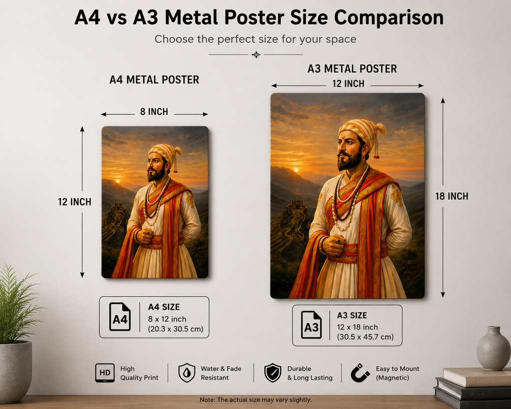 Chhatrapati Shivaji Maharaj Premium Metal Wall Art | Warrior King Metal Poster