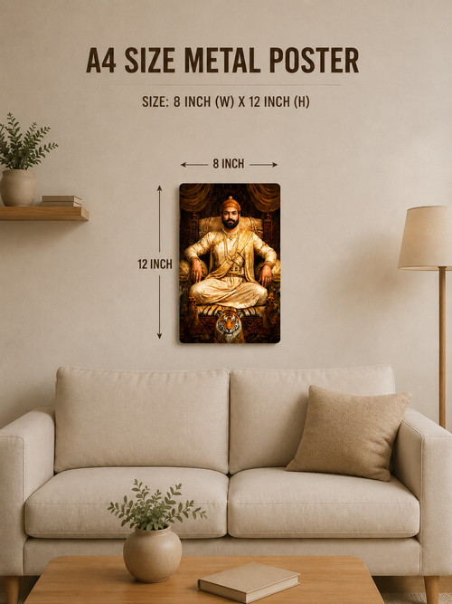 Chhatrapati Shivaji Maharaj Metal Poster | Premium Matte Steel Wall Art | Made in India