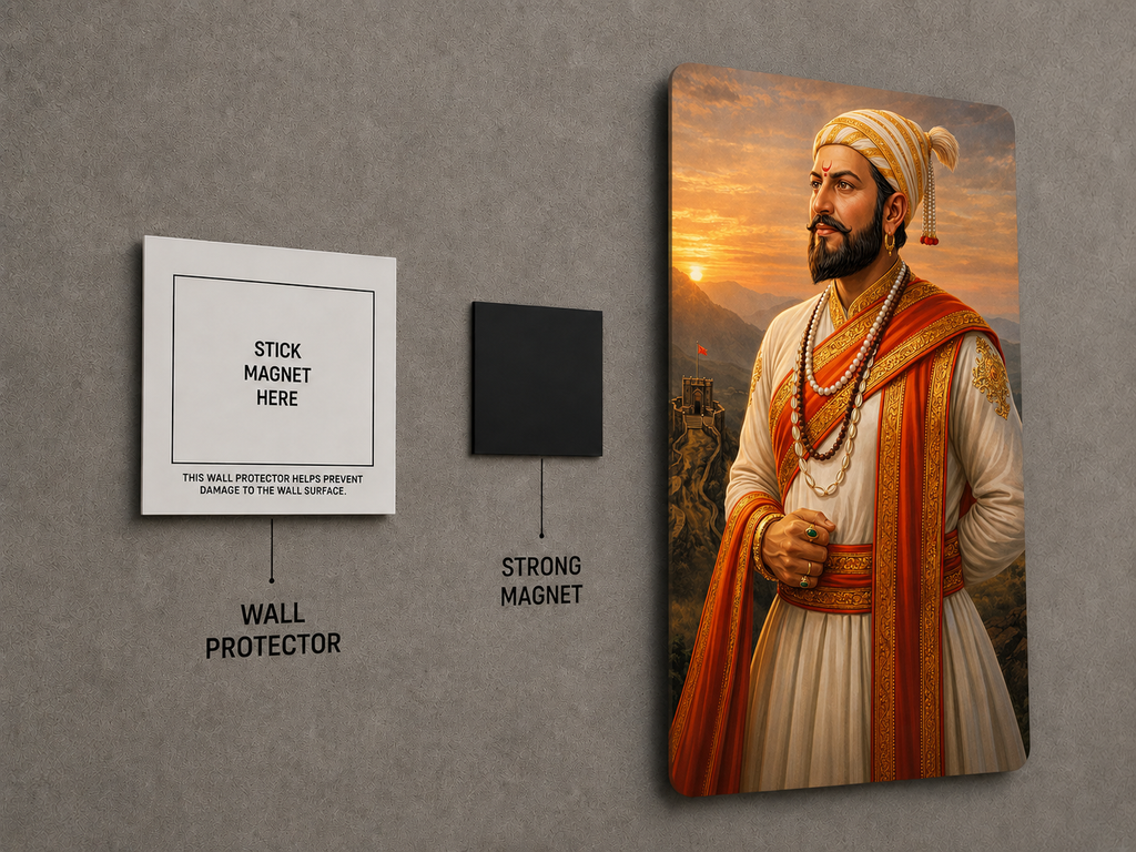 Chhatrapati Shivaji Maharaj Premium Metal Wall Art | Warrior King Metal Poster