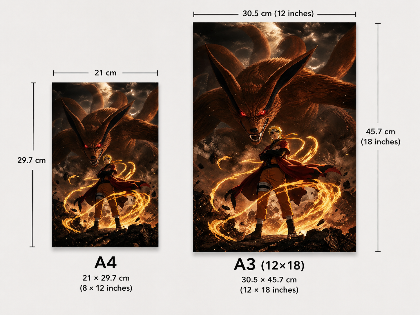 Naruto & Nine-Tailed Fox Premium Metal Wall Poster